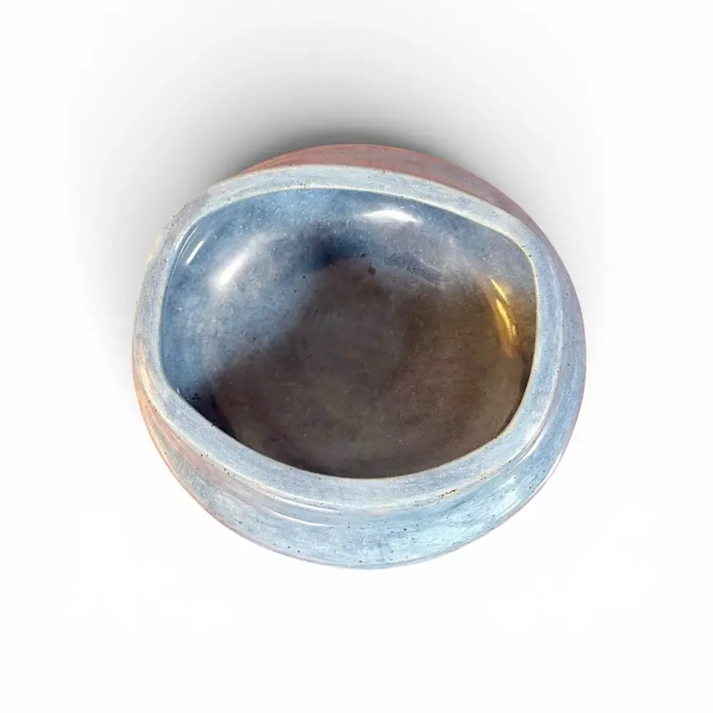 Handmade Studio Art Pottery Blue Glazed Bowl Planter Succulent Pot Artisan SDG